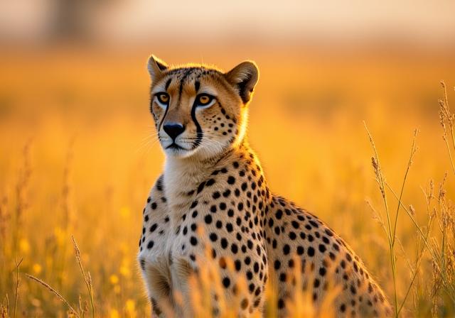 En gepard på en savanne i Tanzania