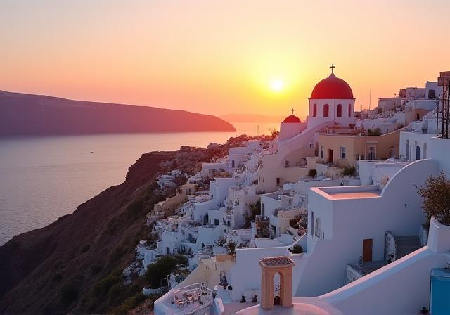 Solnedgang over Santorini, Hellas