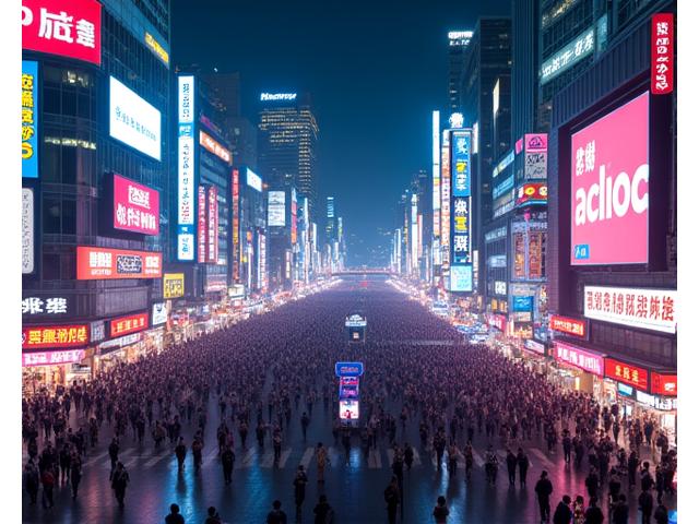 Neonbelyst gatebilde i Shibuya, Tokyo